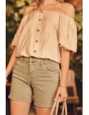 High-waisted shorts khaki 630 - Online store - Boutique